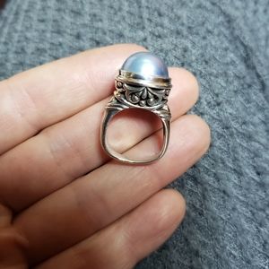Sterling Silver Blue Mobe Pearl Ring